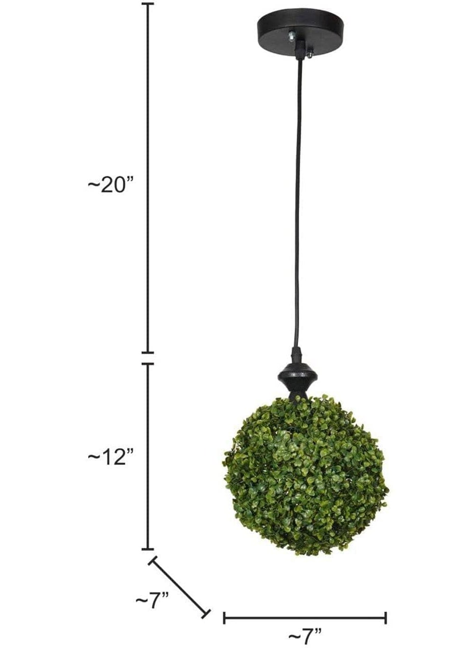 TripleSix TripleSix Faux Green Grass Ball Topiary Hanging Pendant Light Full Set Bulb are Included  - Image 5