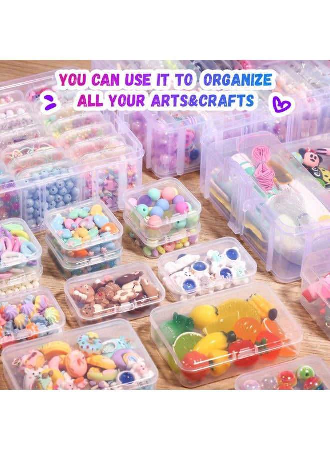 Funtopia Craft Organizers and Storage, 3-Tier Stackable Storage Container Box and 56 Pcs Small Plastic Containers with Lids, Mini Clear Bead Organizers for Jewelry Toys Arts Bead Storage (4 Sizes) - Image 4