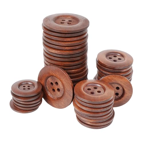 Chenkou Craft 20pcs Large Size 50mm(2") Brown Round Wood Buttons 4 Holes Craft Sewing Button (Light Brown, 50mm) - Image 5