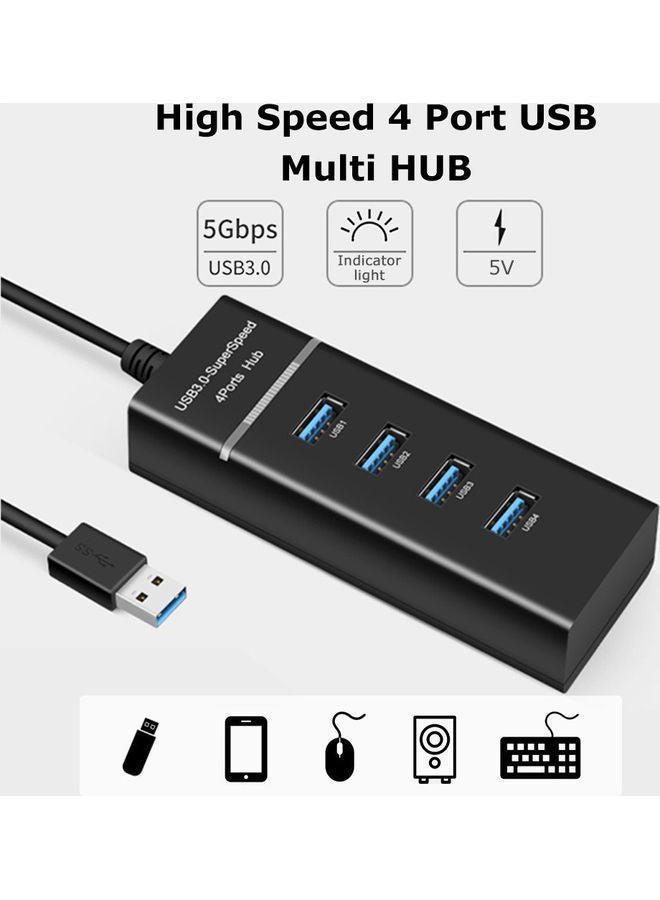 NIBEMINENT 4-Port USB Hub Black  - Image 5