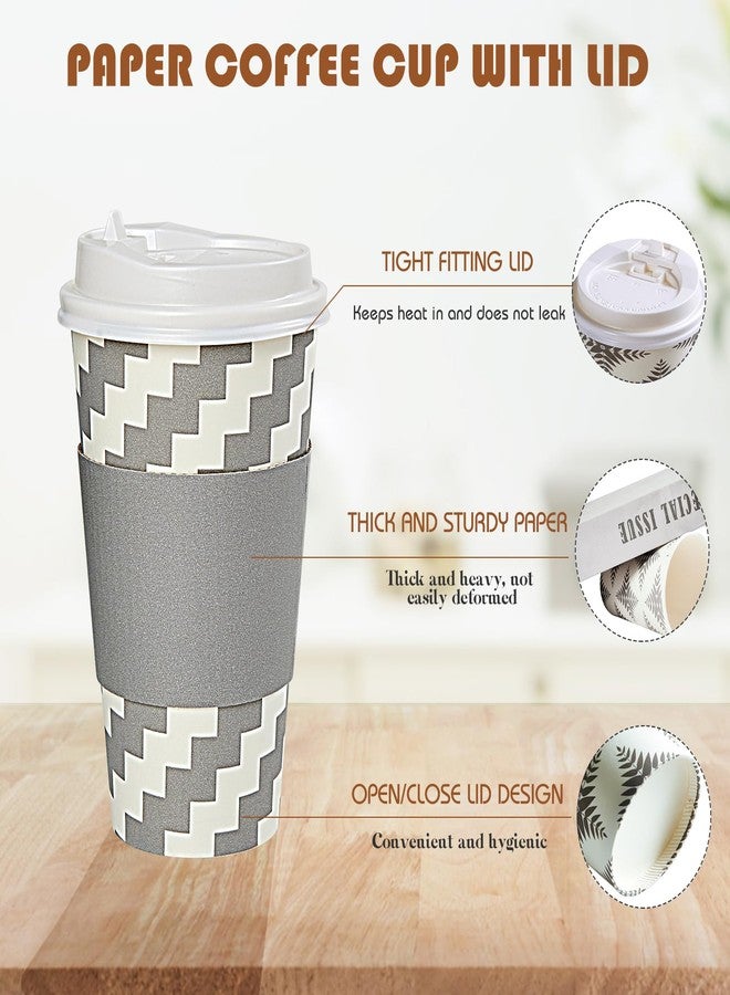 LITOPAK 100 Pack 16 oz Paper Coffee Cups, Disposable Coffee Cups with Lid, Sleeve, and Straws for Home, Stores, and Cafes - Image 4
