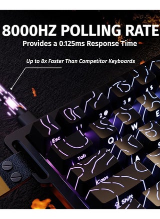 لوحة مفاتيح ميكانيكية للألعاب X68 HE Rapid Trigger 60% سلكية مع تشغيل قابل للتعديل، مفتاح مغناطيسي بتأثير هول، معدل استطلاع 8 كيلو هرتز، إضاءة خلفية RGB، تثبيت علوي، غطاء مفتاح مطبوع جانبي (محيط أسود) - view 3