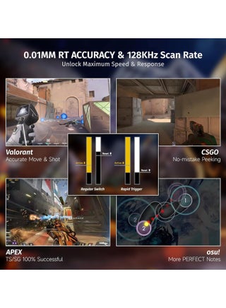 لوحة مفاتيح ميكانيكية للألعاب X68 HE Rapid Trigger 60% سلكية مع تشغيل قابل للتعديل، مفتاح مغناطيسي بتأثير هول، معدل استطلاع 8 كيلو هرتز، إضاءة خلفية RGB، تثبيت علوي، غطاء مفتاح مطبوع جانبي (محيط أسود) - view 5