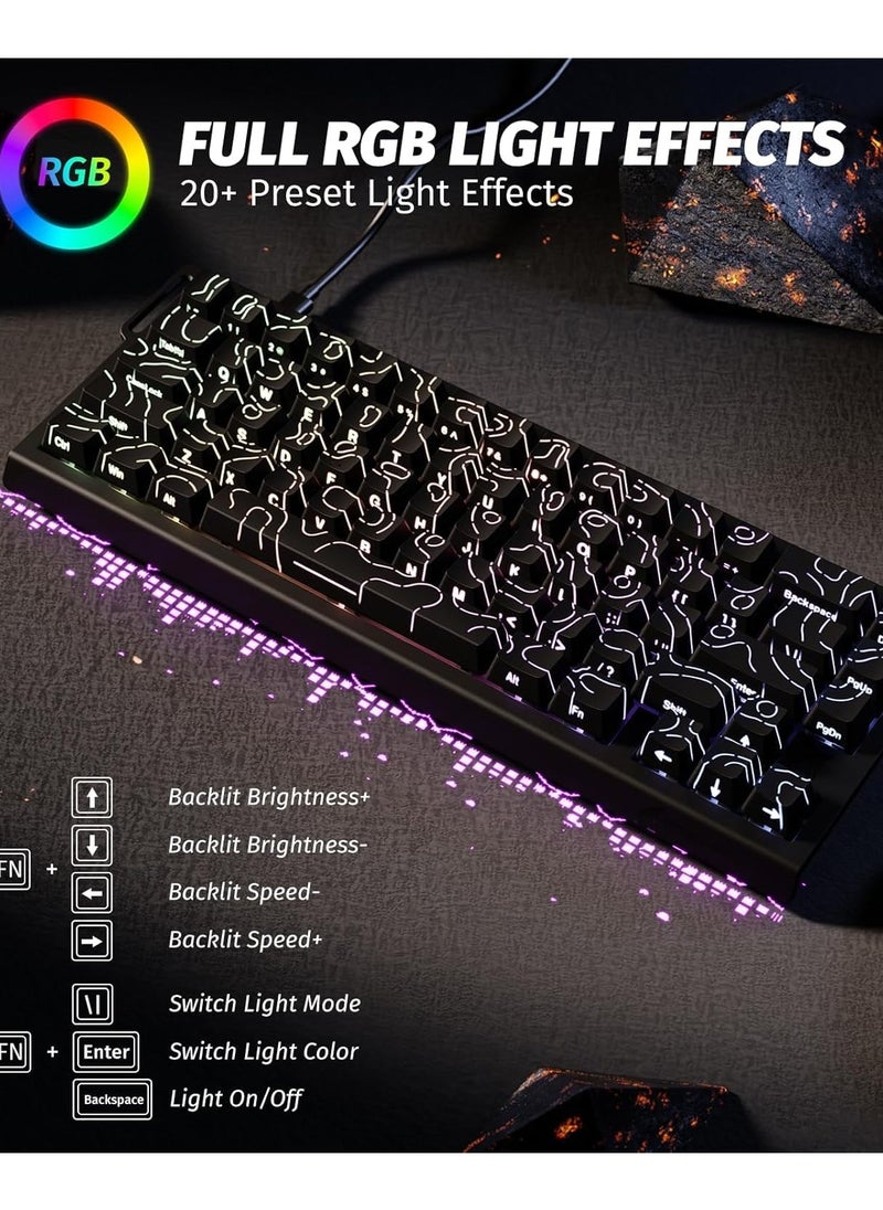 هجوم القرش - لوحة مفاتيح ميكانيكية للألعاب X68 HE Rapid Trigger 60% سلكية مع تشغيل قابل للتعديل، مفتاح مغناطيسي بتأثير هول، معدل استطلاع 8 كيلو هرتز، إضاءة خلفية RGB، تثبيت علوي، غطاء مفتاح مطبوع جانبي (محيط أسود) - Image 1