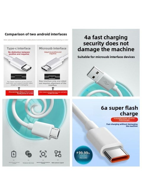 For Huawei Glory Mobile Phone Charger OPPO Xiaomi Vivo Package Thick Line Android Data Line 6A Fast Charge-Color:Type-c Oval Interface Flash Charging Cable_ 1.1m Two-year Warranty