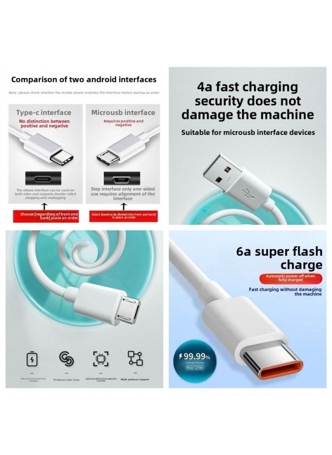 Generic - For Huawei Glory Mobile Phone Charger OPPO Xiaomi Vivo Package Thick Line Android Data Line 6A Fast Charge-Color:Type-c Oval Interface Flash Charging Cable_ 1.1m Two-year Warranty - Image 1