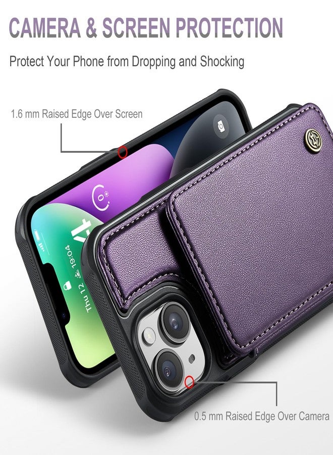 Vinich for iPhone 14 Plus Wallet Case with Card Holder, RFID Blocking for iPhone 14 Plus Case for Women Men, Durable Kickstand Shockproof Phone Case for iPhone 14 Plus, Purple - Image 3
