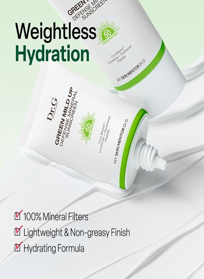 Dr. G Green Mild Up Defense Mineral Sunscreen - SPF 50 Broad Spectrum Korean Sunscreen - Lightweight & Reef-Safe Mineral Formula - For Sensitive Skin - Non-Greasy - With Centella Asiatica - 1.69 fl oz - Image 4