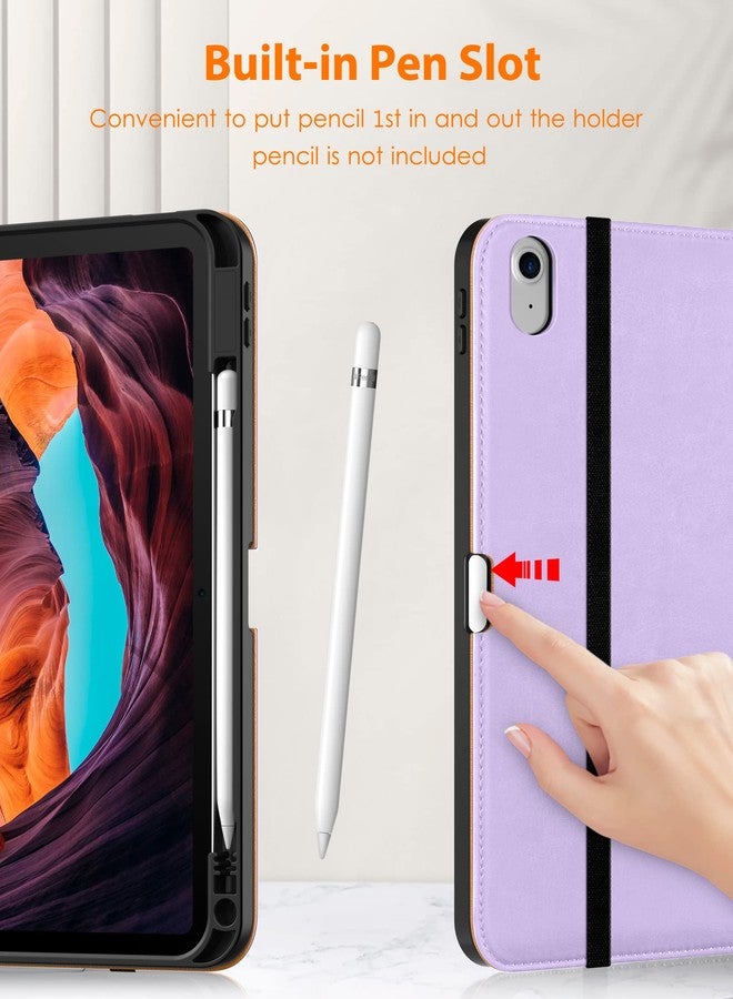 DTTO for iPad (A16) 11th Generation Case 11 Inch 2025, iPad 10th Generation Case 10.9 Inch 2022, Premium Leather Business Folio Stand Cover with Pencil Holder - Auto Wake/Sleep, Lavender - Image 4
