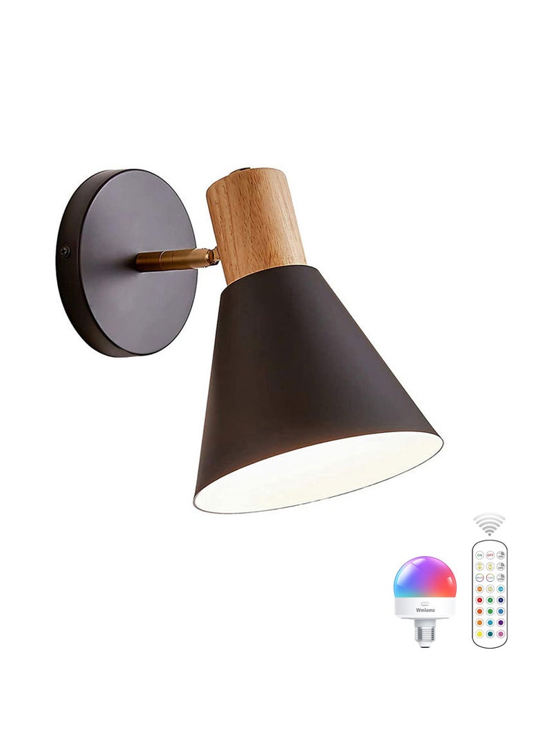 Wmlamz Battery Operated Black Wall Lights With Remote, Non Hardwired Study Porch Stair Bedroom Lamps - Image 1