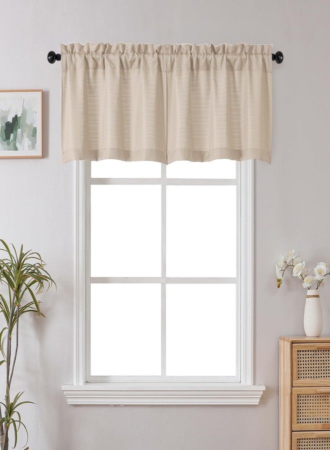 Chyhomenyc Curtains 18 inch 2 Panels, Faux Linen Textured Semi Light Filtering Soft Airy Privacy Farmhouse Curtain for Living Room Bedroom Bathroom, Linen Color, Each 30" Wx18 L