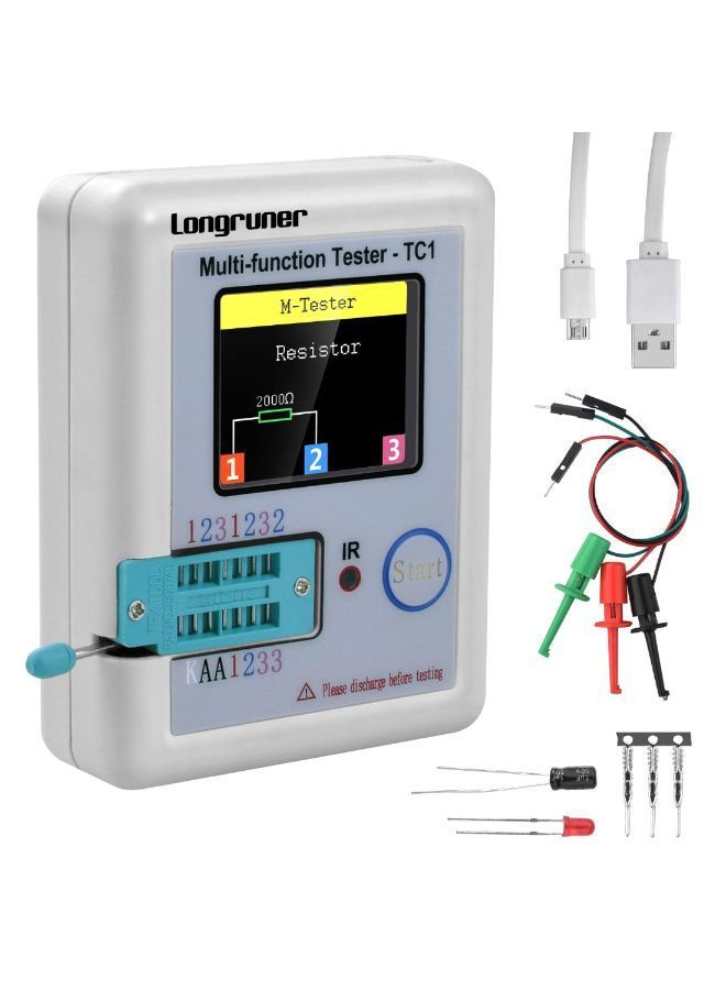 Multi-Functional Display Transistor Tester Kit White 15 x 3centimeter - Image 1