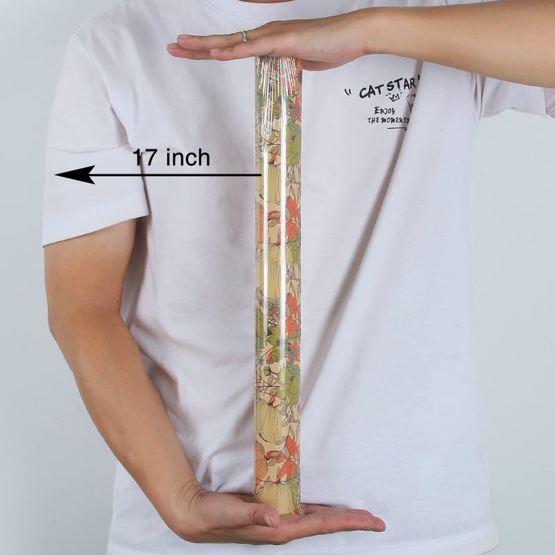 Aimyoo Kraft Floral Wrapping Paper Roll, All Occasion Vintage Flower Gift Wrap for Wedding Birthday Bridal Shower, 17 inch x 10 ft - Image 3