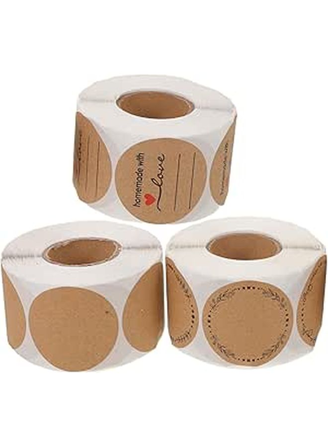 3Pcs Self Adhesive Round Kraft Label Stickers for Writable Packaging Sealing 85mm - Image 1