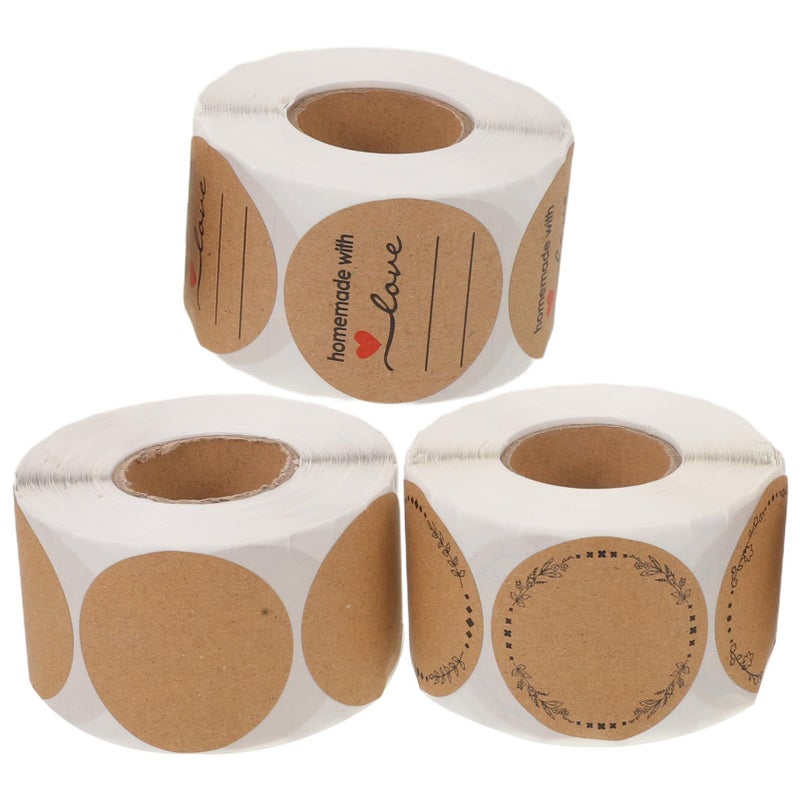 3Pcs Self Adhesive Round Kraft Label Stickers for Writable Packaging Sealing 85mm - Image 2
