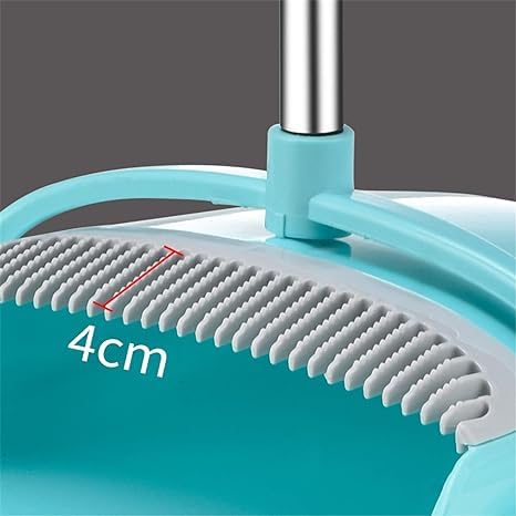 Trady Plastic Long Handle Dustpan and Brush Set Comb Toothed Household Soft Fur Broom for Sweeping & Cleaning Rotating and Folding Storage (Blue) - Image 4