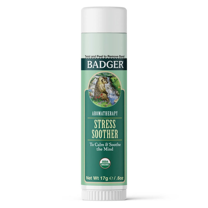 Badger Badger - Stress Soother Balm, Aromatherapy Balm Stick, Certified Organic, Aromatherapy Oil, Essential Oil Roller, 0.6 oz