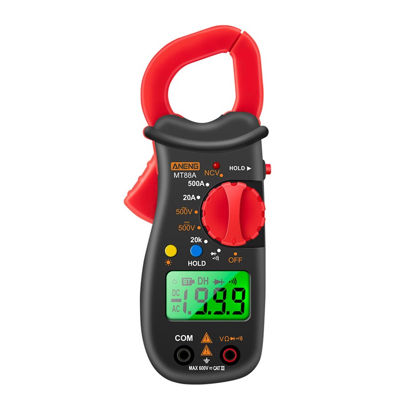Clamp Meter Multimeter LCD Digital Universal 1999 Counts Auto Handheld DC/AC Voltage Voltmeter 500A AC Current Ammeter Frequency Capacitance Tester Black /Red 18.00X4.50X10.00cm - Image 1