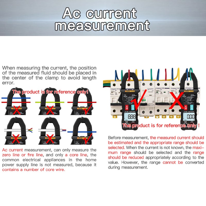 Clamp Meter Multimeter LCD Digital Universal 1999 Counts Auto Handheld DC/AC Voltage Voltmeter 500A AC Current Ammeter Frequency Capacitance Tester Black /Red 18.00X4.50X10.00cm - Image 2