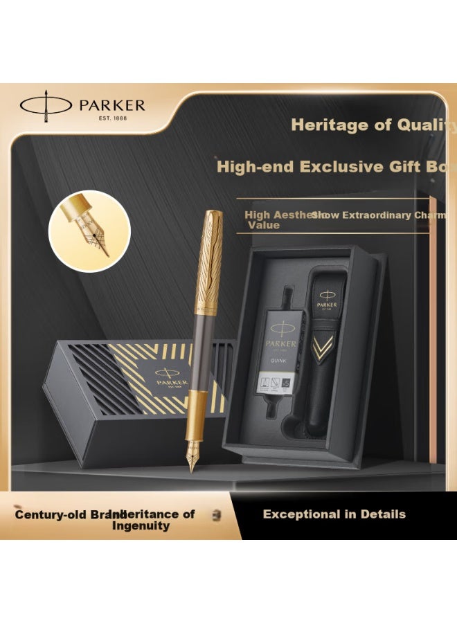 Parker Premium Fountain Pen, High-end Business Gift, Birthday Present, Luxury Gift, 18k Gold Nib, Zhuoer Pioneer Series Ink Pen + Deluxe Gift Box - Image 1