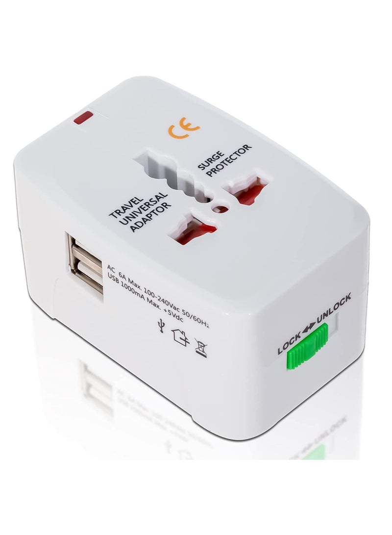 UNIVERSAL All in One Universal Travel Adapter Wall Charger with Dual USB Charging Ports - Image 2