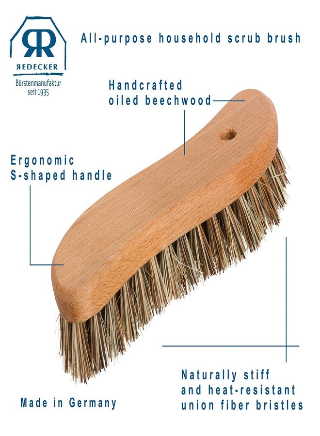 REDECKER S-Shaped Union Fiber Scrub Brush with Oiled Beechwood Handle, 8-1/4 inches, S-Shaped Easily Reaches Corners, Made in Germany - Wood Scrub Brush - Wooden Cleaning Brush - Image 4