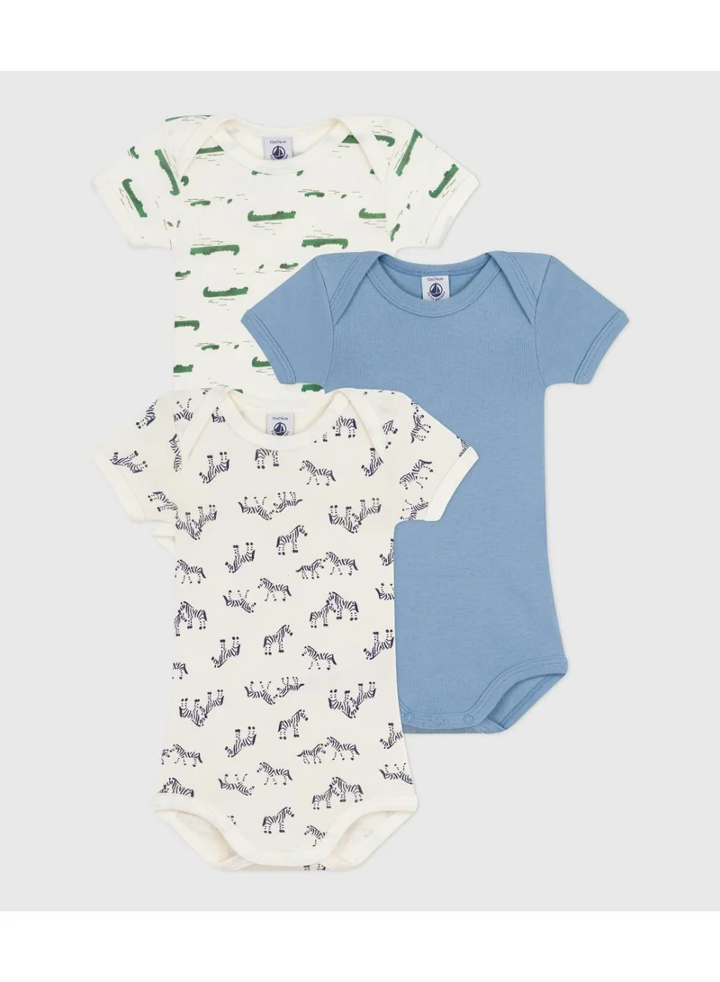 Petit Bateau Pack of short-sleeved animal-themed cotton bodies for babies