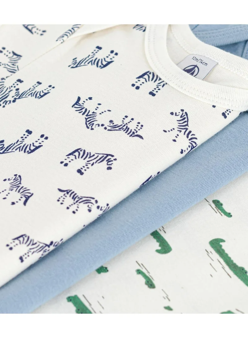 Petit Bateau Pack of short-sleeved animal-themed cotton bodies for babies