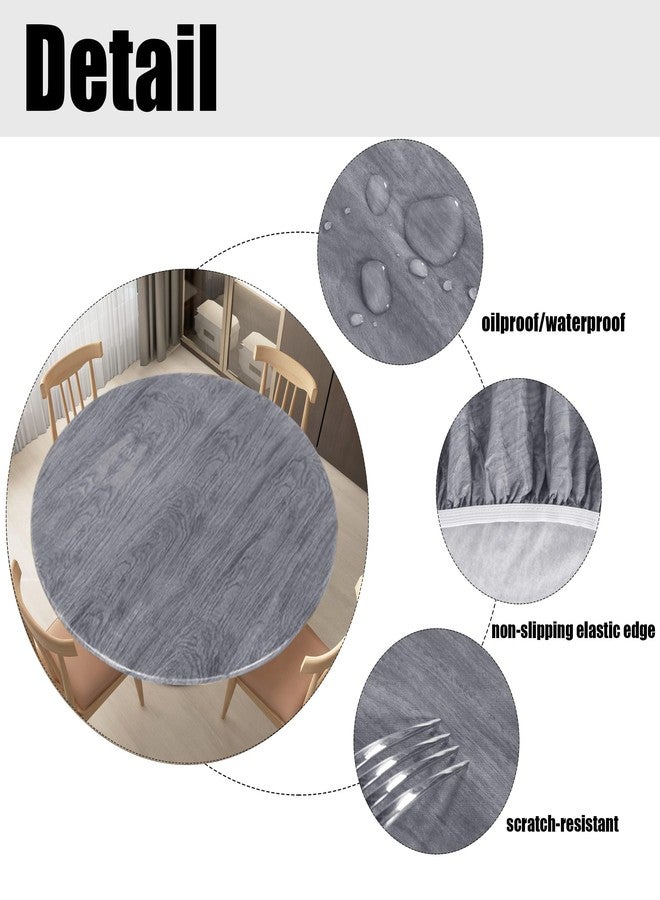 LUSHVIDA Round Waterproof Table Cover Elastic Tablecloth Vinyl Fitted Table Cover Elastic Edged Plastic Table Cloth (Wood Gray, Best for Up to 45"-56" Round) - Image 4