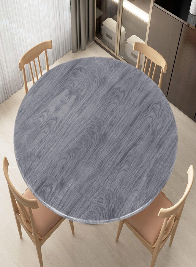 LUSHVIDA Round Waterproof Table Cover Elastic Tablecloth Vinyl Fitted Table Cover Elastic Edged Plastic Table Cloth (Wood Gray, Best for Up to 45"-56" Round) - Image 1