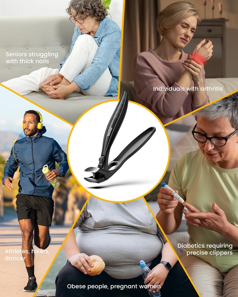 BEZOX Toe Nail Clippers for Thick Nails for Seniors with Safety Lock – Ergonomic Design Curved Cutting Jaw Toenail Clippers for Thick Nails for Comfortable, Safe, and Precise Trimming - Black - Image 5