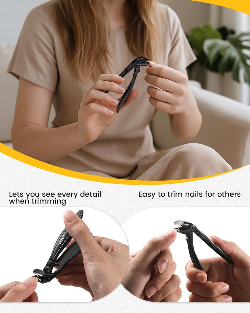 BEZOX Toe Nail Clippers for Thick Nails for Seniors with Safety Lock – Ergonomic Design Curved Cutting Jaw Toenail Clippers for Thick Nails for Comfortable, Safe, and Precise Trimming - Black - Image 4