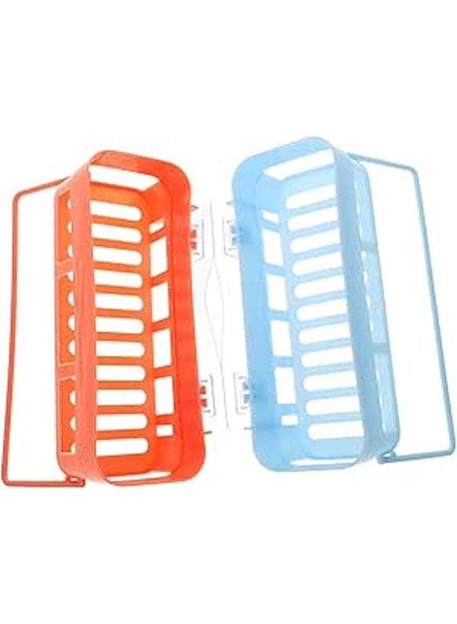 Wall Mounted Shelf With Towel Hanger 2Pcs Non Punch Bathroom Kitchen Storage Rack Light Blue Light Pink - Image 1