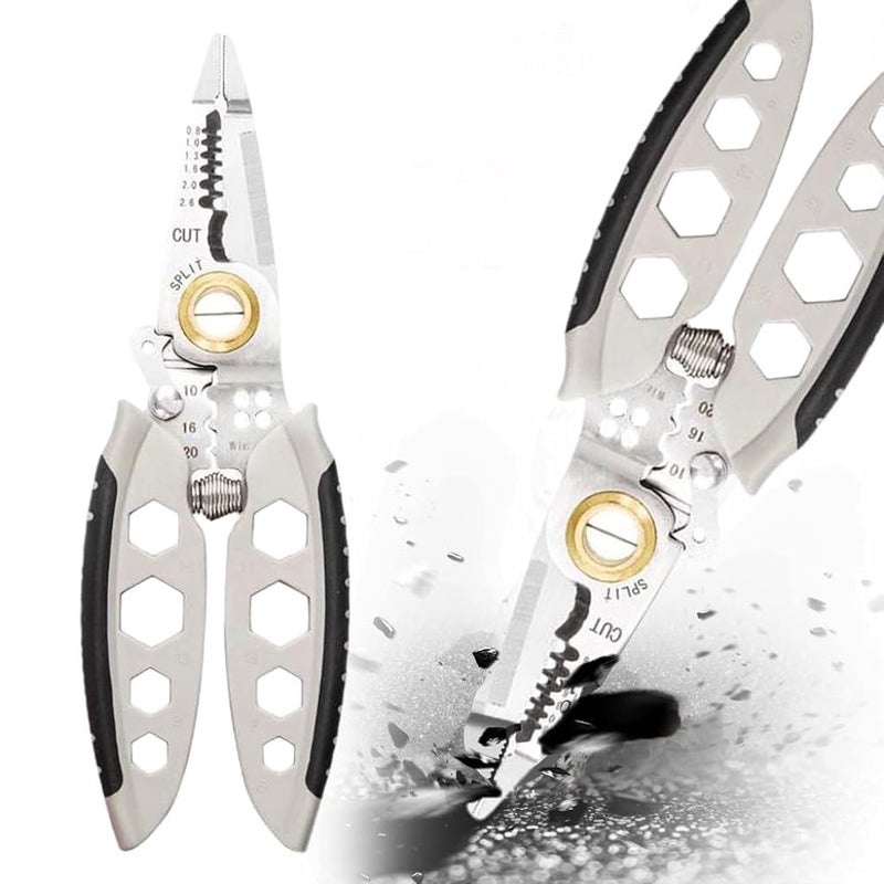 Serplex Wire Stripper 7inches Wire Stripping Tool 4 in 1 Multipurpose Wire Stripping Tool with Hex Screwdriver Rubberized Handle Labor Saving Wire Cutter Stripping Tool - Image 1