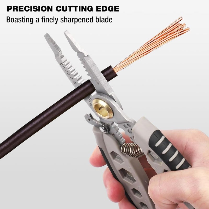 Serplex Wire Stripper 7inches Wire Stripping Tool 4 in 1 Multipurpose Wire Stripping Tool with Hex Screwdriver Rubberized Handle Labor Saving Wire Cutter Stripping Tool - Image 2