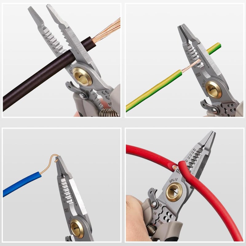 Serplex Wire Stripper 7inches Wire Stripping Tool 4 in 1 Multipurpose Wire Stripping Tool with Hex Screwdriver Rubberized Handle Labor Saving Wire Cutter Stripping Tool - Image 4
