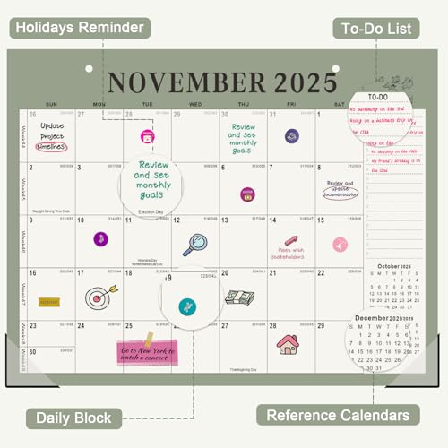 Gannyfer Desk Calendar 2026, Large 2026 Desk Calendar 22" x 17", Now - Dec 2026, 18 Monthly Academic Desktop Calendar with To-Do List and Notes, Plastic Cover, Thick Paper, 2026 Calendar for Planning and Organizing(6 Stickers) - Image 5