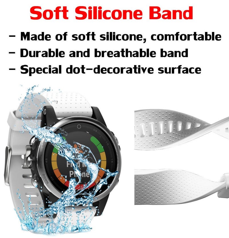 ANCOOL Compatible with Fenix 5S/Fenix 6S/Fenix 7S Bands 20mm Easy Fit Silicone Watch Bands Replacement for Fenix 8 43mm/Fenix 5S Plus/Fenix 6S Pro/D2 Delta S Smartwatches(Silver Buckle, White) - Image 3