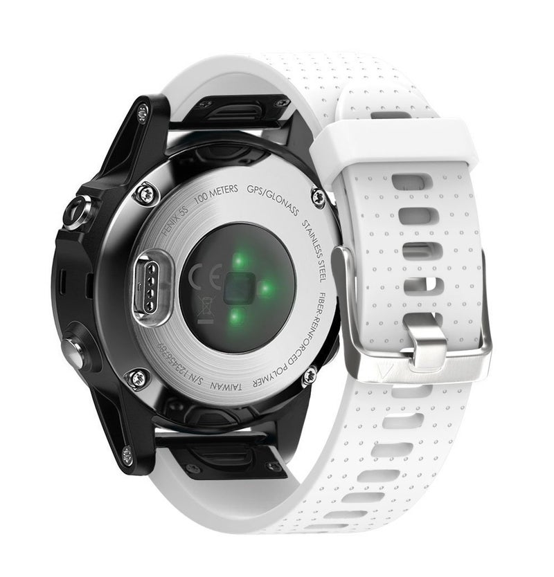 ANCOOL Compatible with Fenix 5S/Fenix 6S/Fenix 7S Bands 20mm Easy Fit Silicone Watch Bands Replacement for Fenix 8 43mm/Fenix 5S Plus/Fenix 6S Pro/D2 Delta S Smartwatches(Silver Buckle, White) - Image 1