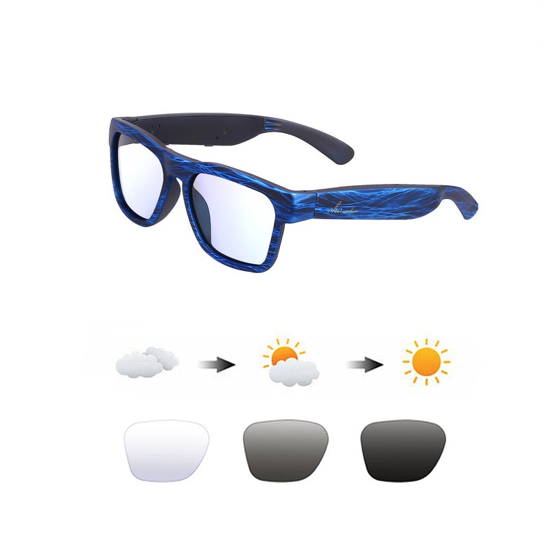 OhO sunshine OhO Smart Glasses,Polarized Sunglasses with Bluetooth Speaker,Athletic/Outdoor UV Protection and Voice Control,Unisex(Transitional Blue Light Lens) - Image 3