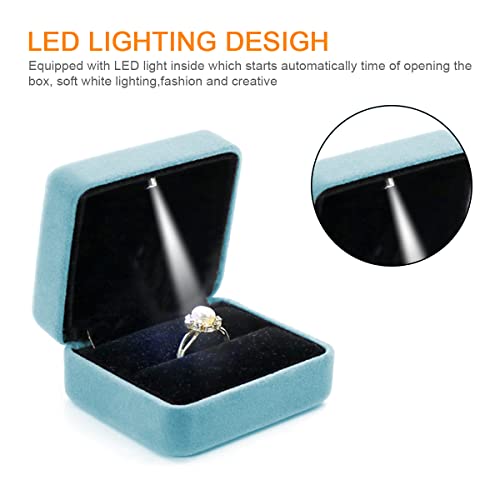 GBYAN Velvet Ring Box with LED Light Jewelry Display Gift Box for Proposal,Engagement, Wedding - Image 4