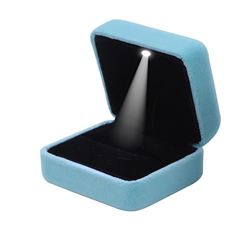 GBYAN Velvet Ring Box with LED Light Jewelry Display Gift Box for Proposal,Engagement, Wedding - Image 1