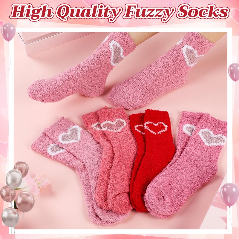 Funnysoft 20 Pairs 20/32 Pairs Fuzzy Socks Bulk for Women Crew Heart Slipper Socks (Pink) - Image 4