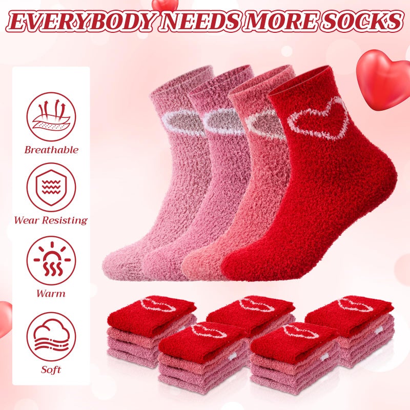 Funnysoft 20 Pairs 20/32 Pairs Fuzzy Socks Bulk for Women Crew Heart Slipper Socks (Pink) - Image 5