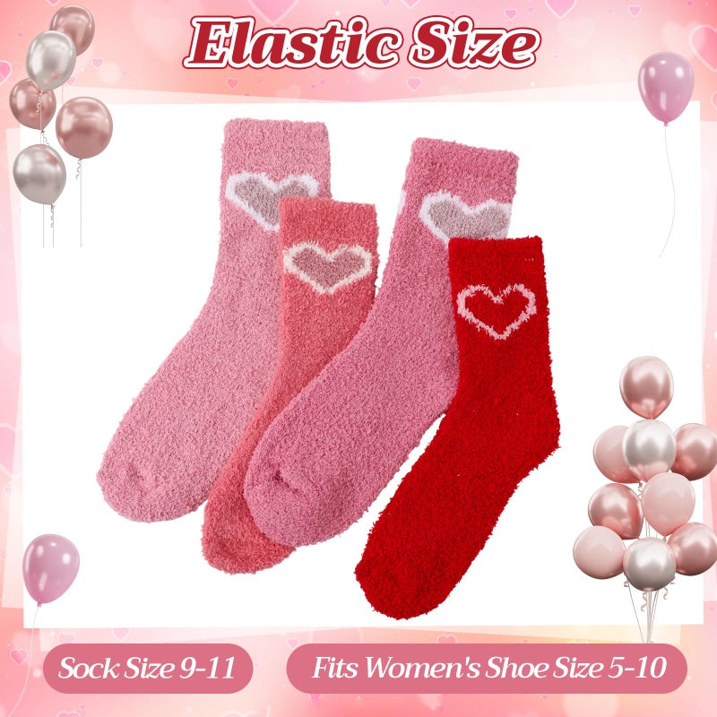 Funnysoft 20 Pairs 20/32 Pairs Fuzzy Socks Bulk for Women Crew Heart Slipper Socks (Pink) - Image 3