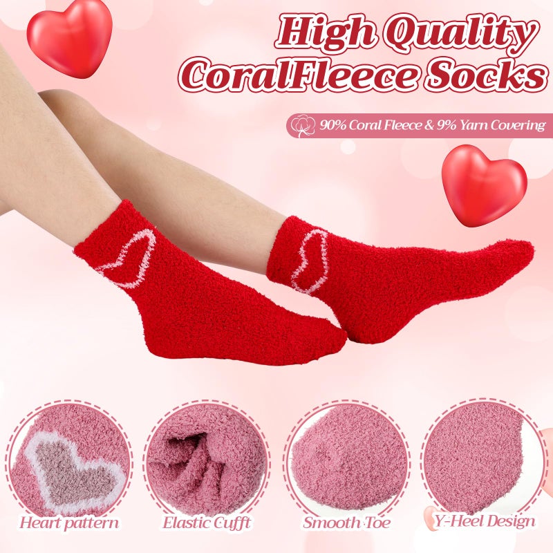 Funnysoft 20 Pairs 20/32 Pairs Fuzzy Socks Bulk for Women Crew Heart Slipper Socks (Pink) - Image 2