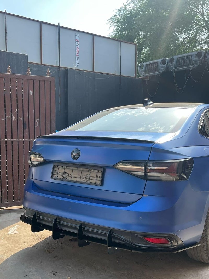 AUTO MT مشتت هواء خلفي 4 زعانف فيرتوس بامبر ليب سيارة 4 جناح سبويلر أكريليك ABS لامع أسود ملحقات سيارات جذابة - Image 1