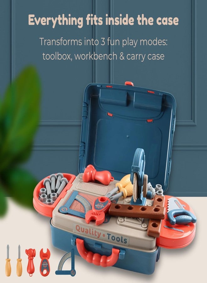 OLEOCA 3 in 1 Portable Workbench Construction Suitcase Playset - Toy Tools for Boys - Image 4