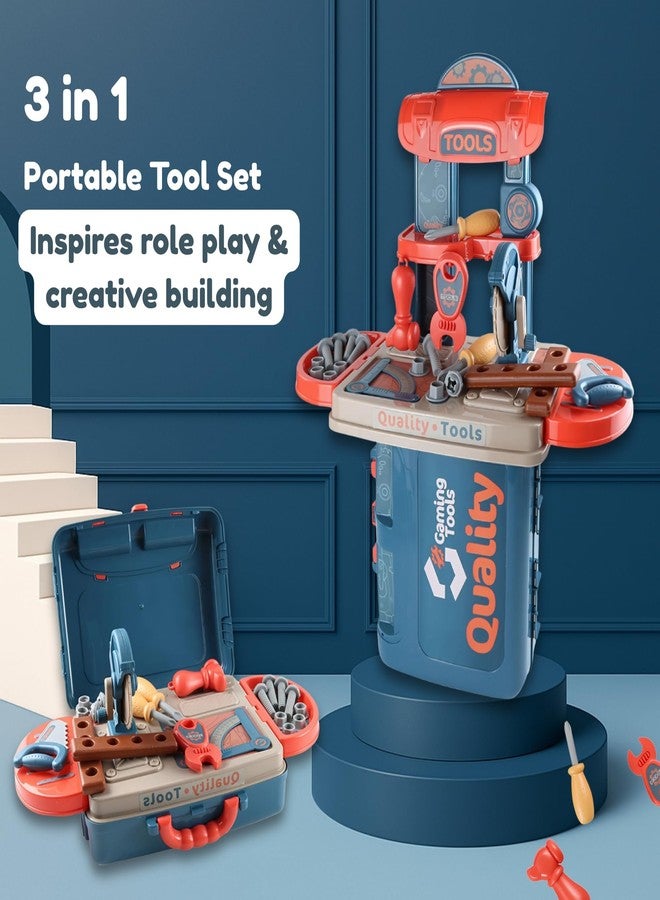 OLEOCA 3 in 1 Portable Workbench Construction Suitcase Playset - Toy Tools for Boys - Image 2