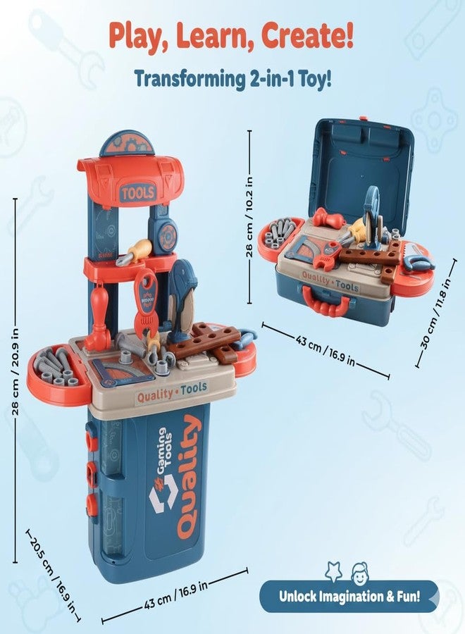OLEOCA 3 in 1 Portable Workbench Construction Suitcase Playset - Toy Tools for Boys - Image 3